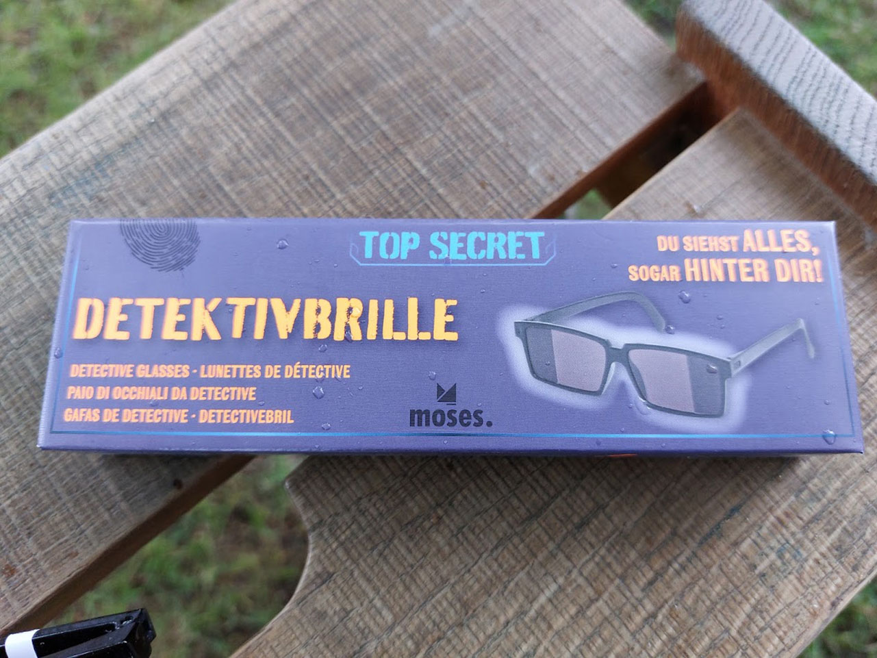 detective bril voor kinderen, bril om ongezien achterom te kijken, bril met onzichtbare spiegels in de glazen