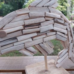 houten beeld dolfijn driftwood detail