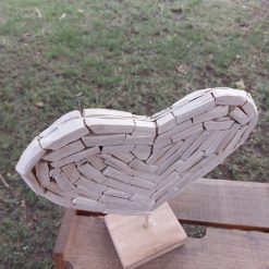 houten beeld hart driftwood bovenaanzicht