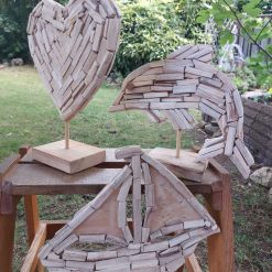 houten beeld boot dolfijn hart driftwood