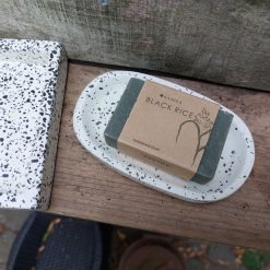 Terrazzo zeepschaal zwart wit 14 x 7,5 cm